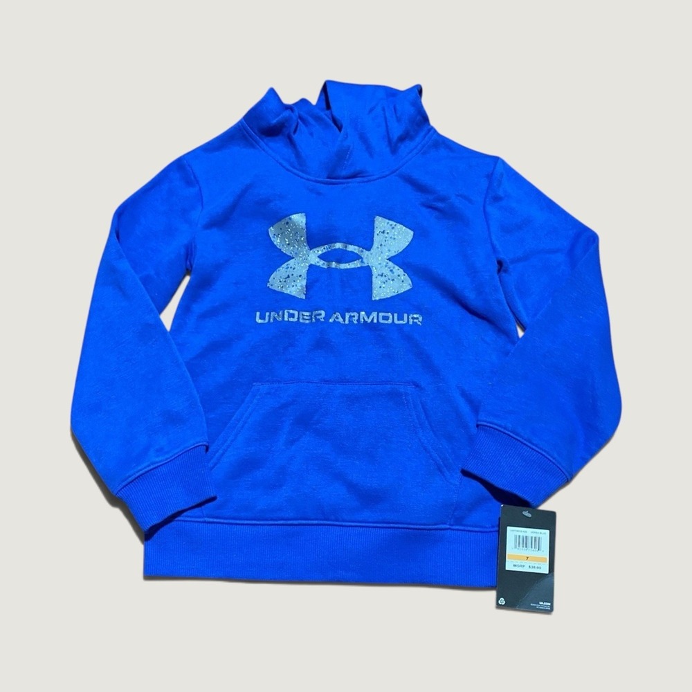 Under Armour NWT Boys Blue Logo Hoodie Sweatshirt Activewear Sport Size 7